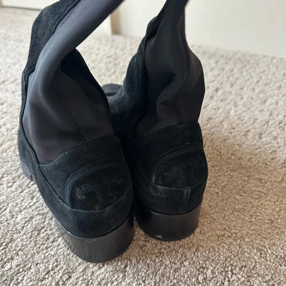 Tory Burch Thea Suede Over-the-Knee Boots in Black - Picture 4 of 10
